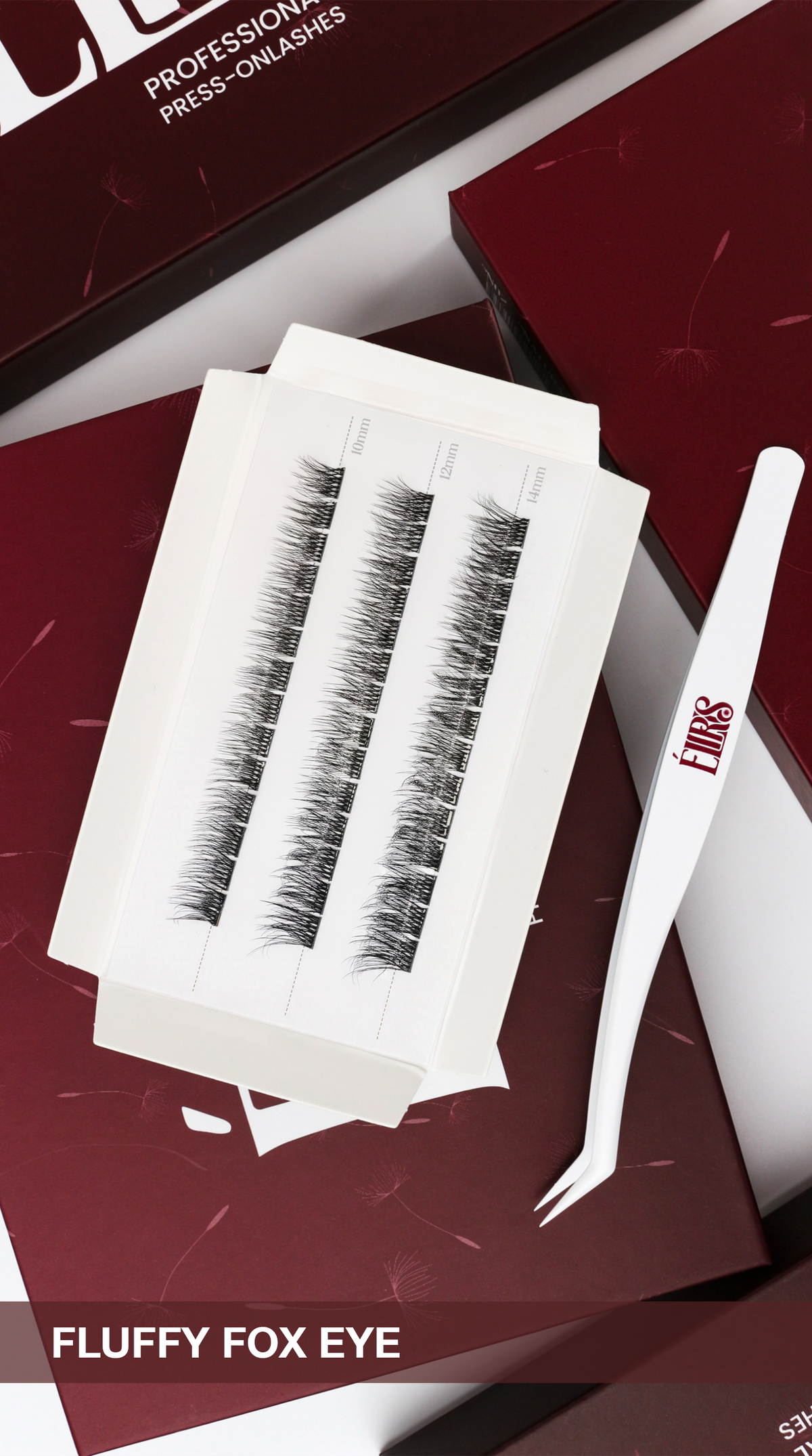Fluffy Fox Eye press-on lashes, close-up product photo